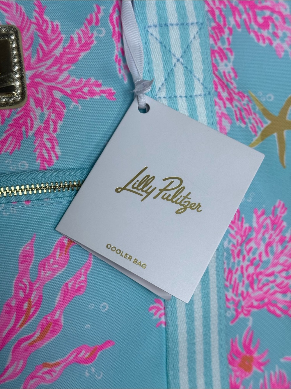 Lilly Pulitzer Royal Coral Cooler Bag Aqua Pink Insulated CrossbodyTote NWT - Picture 7 of 10